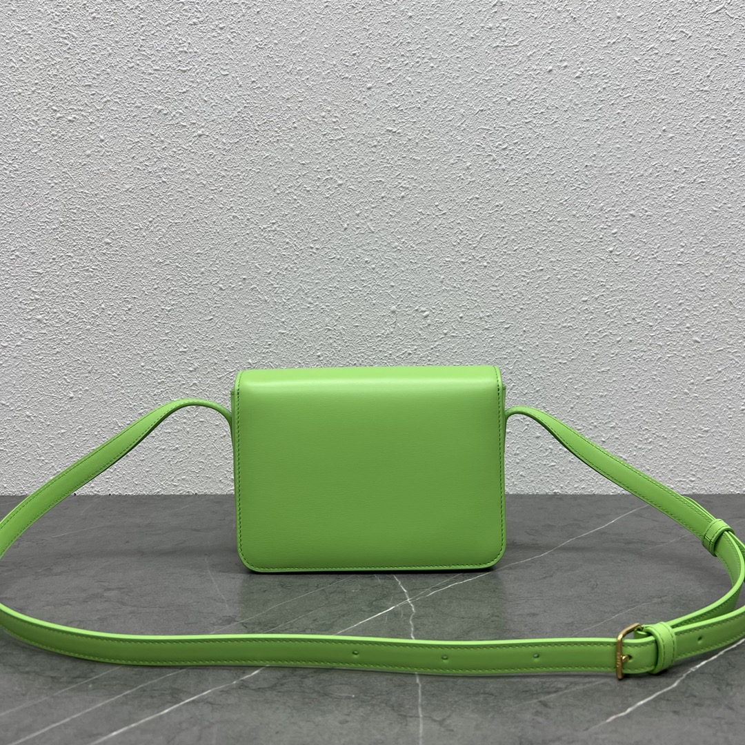 Celine Shoulder Bag Handbag Cuir Triomphe In Shiny Calfskin Grass Green 199233